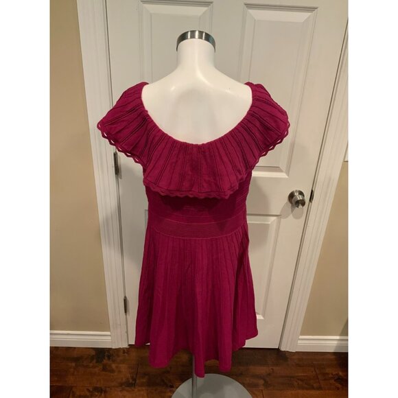 Ted Baker Fuchsia Purple Off The Shoulder Dilpree Knit Mini Dress, Size 4 / L - Picture 7 of 8
